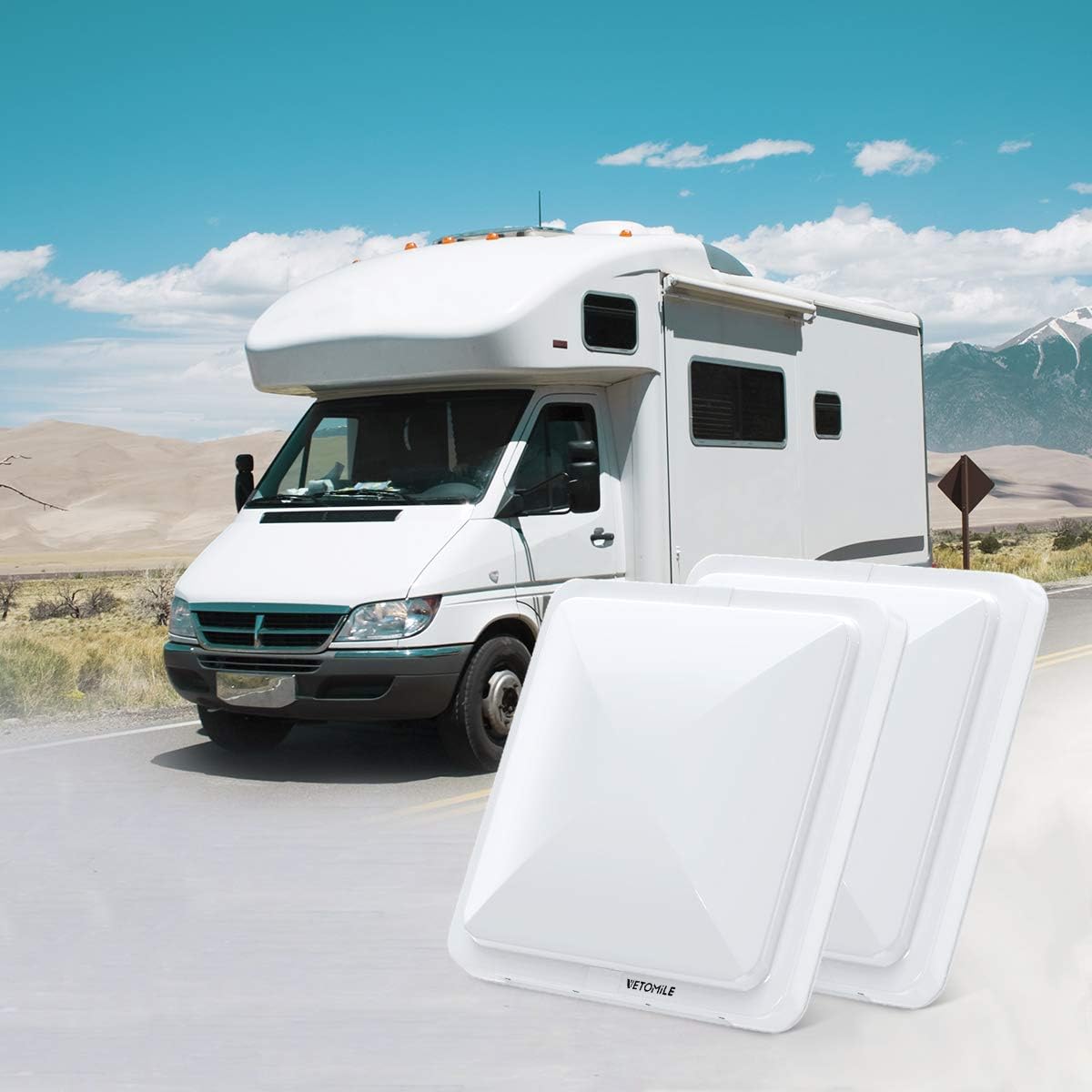 RV Roof Vent Lid Cover 14 inch White 2 Pack X76892