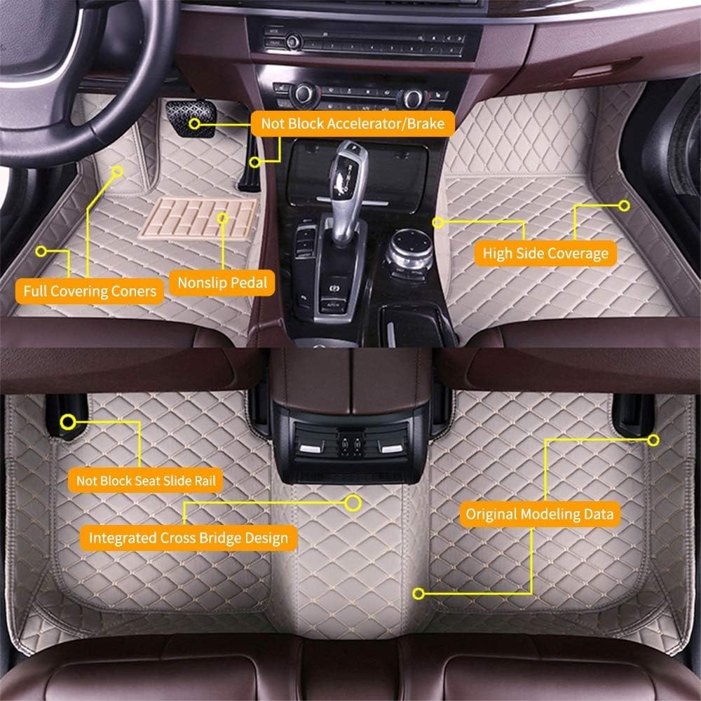 Red Waterproof Anti-Skid Leather Full Coverage Car Floor Mats L933