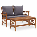 2 Piece Outdoor Sectional Sofa Set with Gray Cushion and Coffee Side Table Acacia Wood E589643