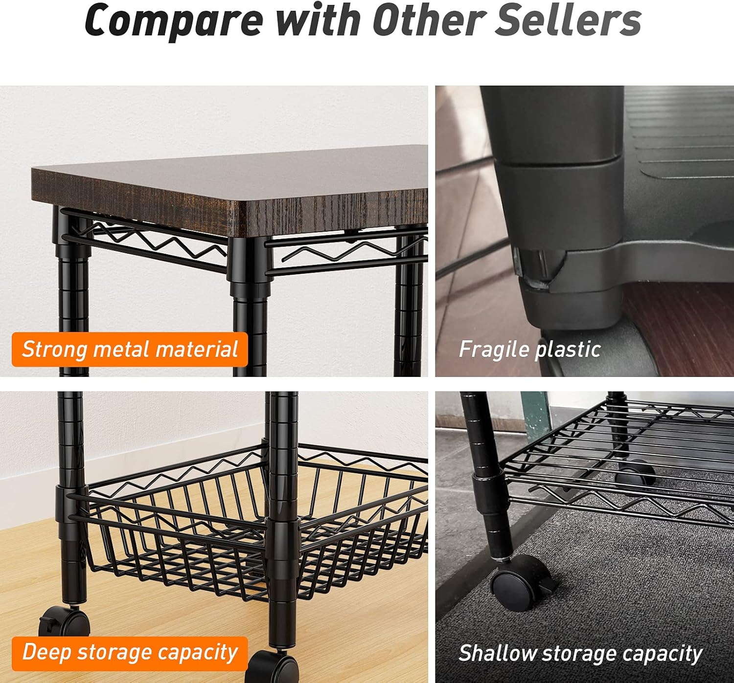 Printer Stand with Storage, Metal, Pack of 2 J5980