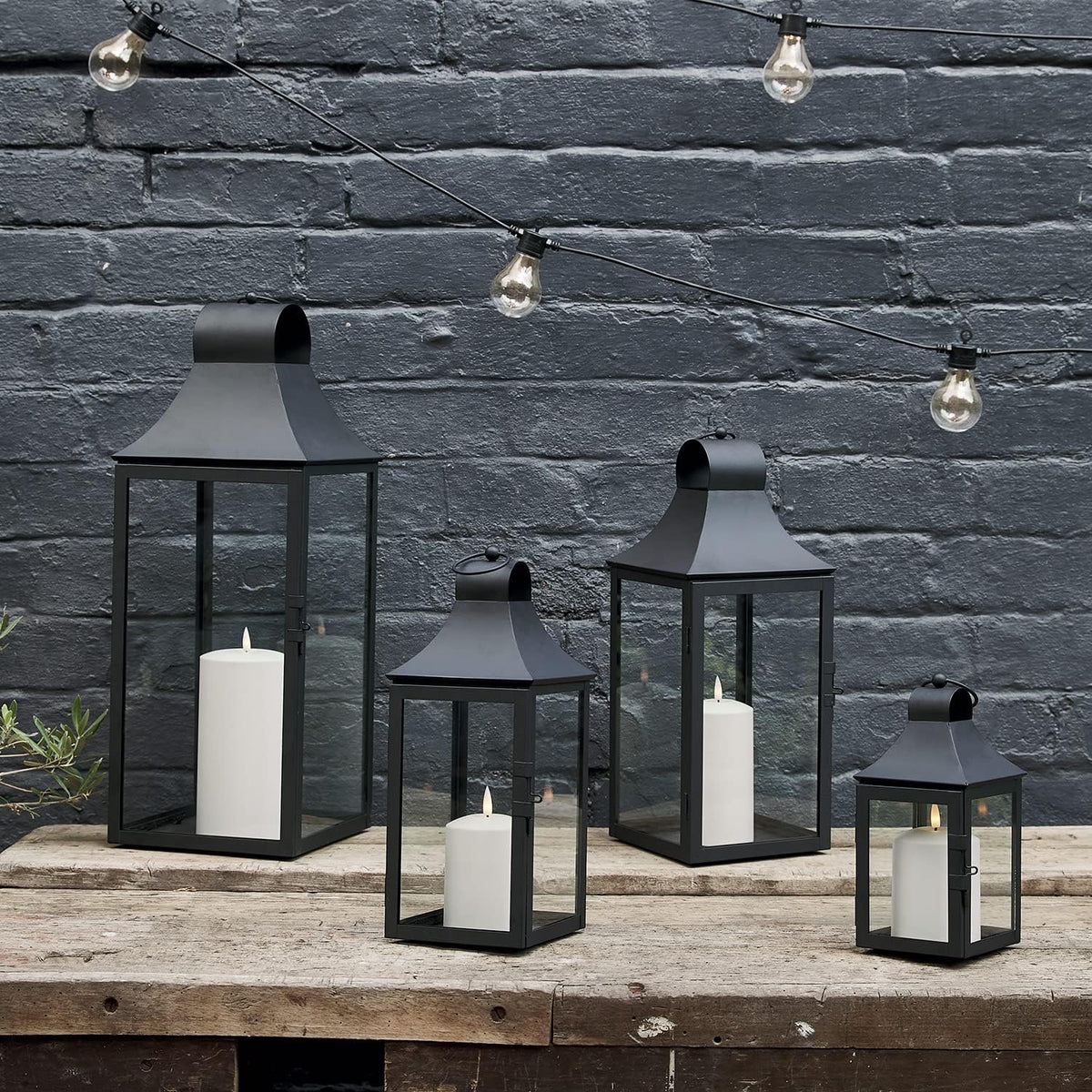 18” Black Battery Operated LED Flameless Candle Lantern Pack of 2 V951522