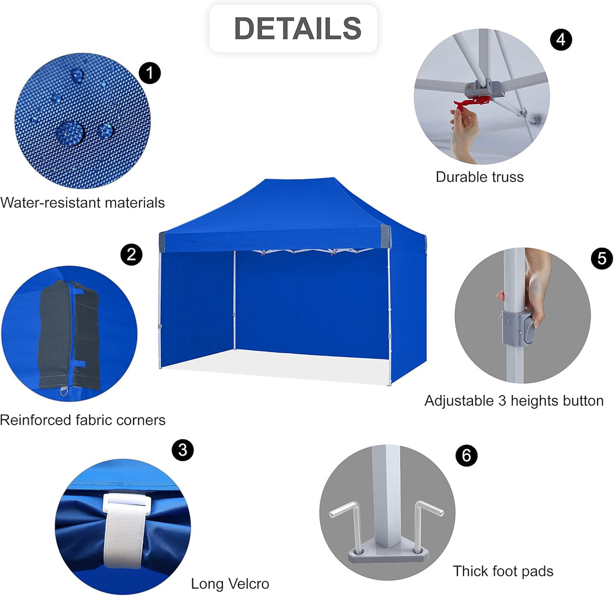 Blue 10'x15' Pop Up Canopy Tent with Removable Sides Walls L505