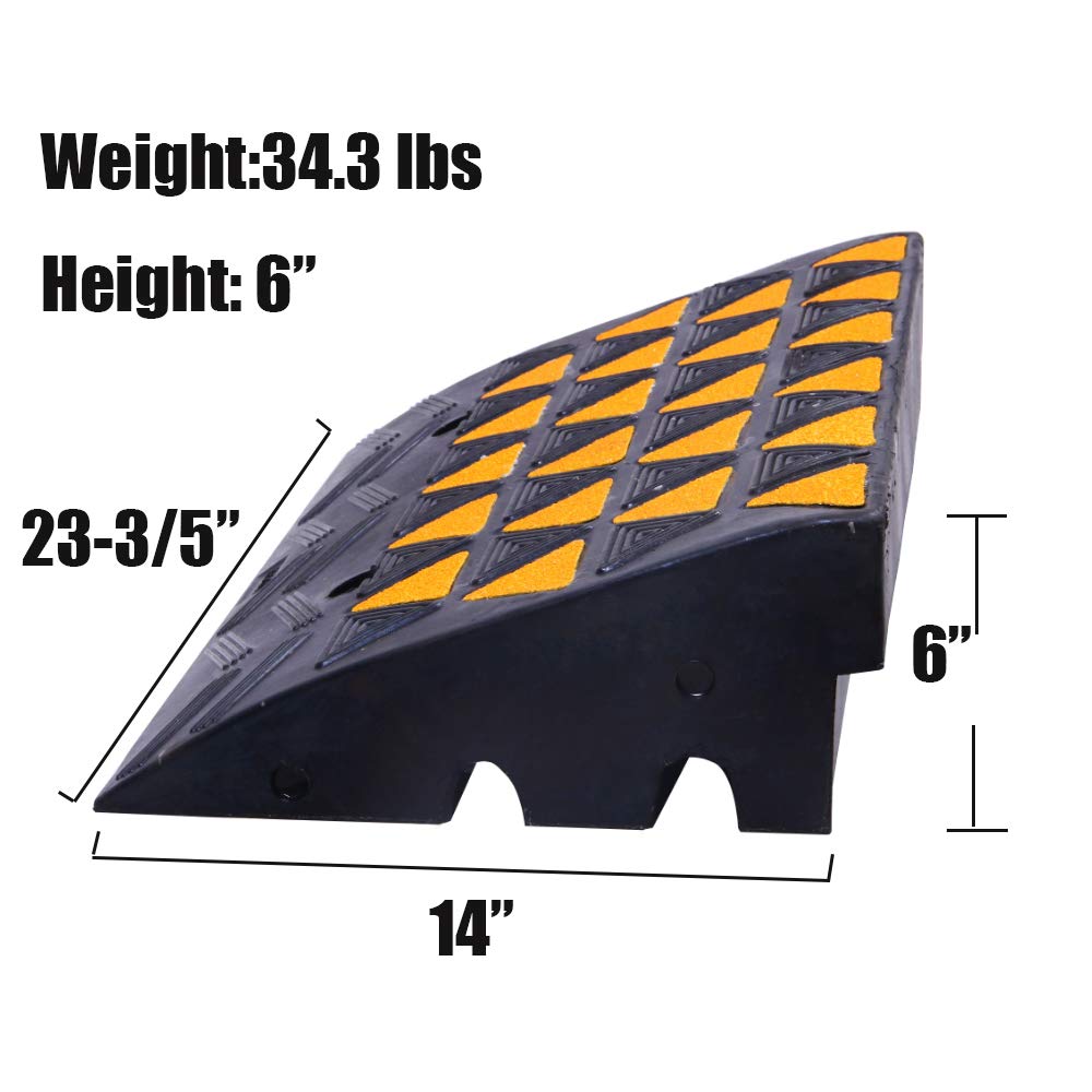 Rubber Curb Ramp 6 inch High 23.6 Wide Heavy Duty Single Ramp M2476