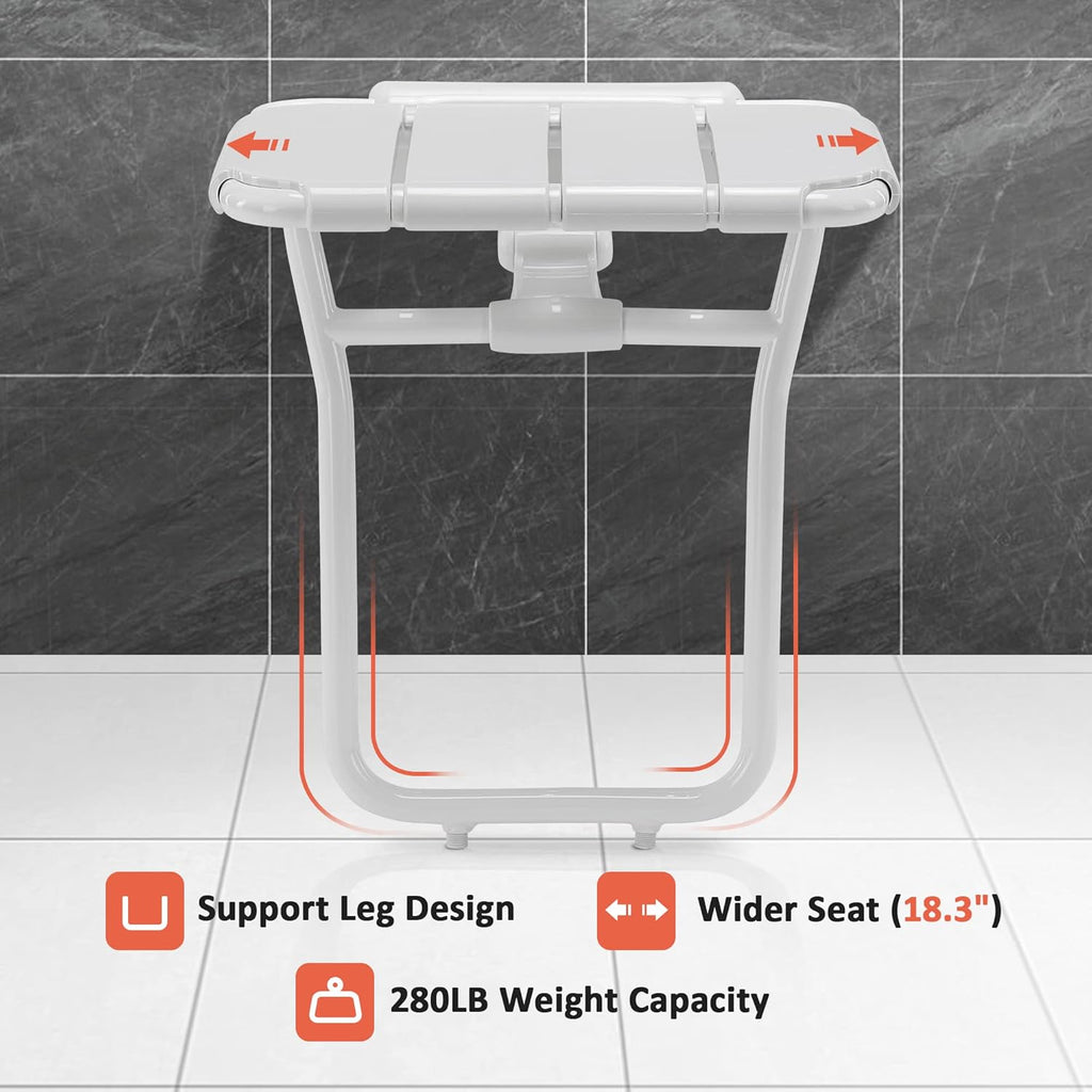 Foldable Shower Seat Bench Wall Mounted White E4882