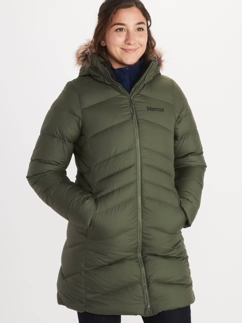 Women's Montreal Hooded Faux-Fur-Trim Coat XS Nori Green Z601514