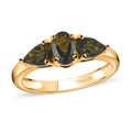 Chrome Tourmaline Oval 925 Sterling Silver Vermeil Yellow Gold Plated 3 Stone Ring Size 7 Ct 0.95 J164