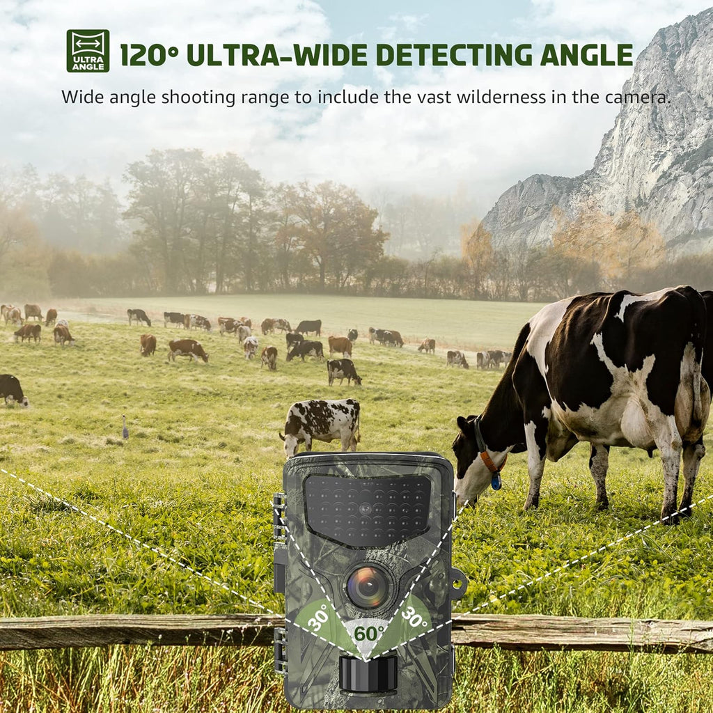 2.7K 24MP Trail Camera 0.2S Trigger 65ft Range No Glow Night Vision IP66 Waterproof 32GB Card Pack of 2 O8259