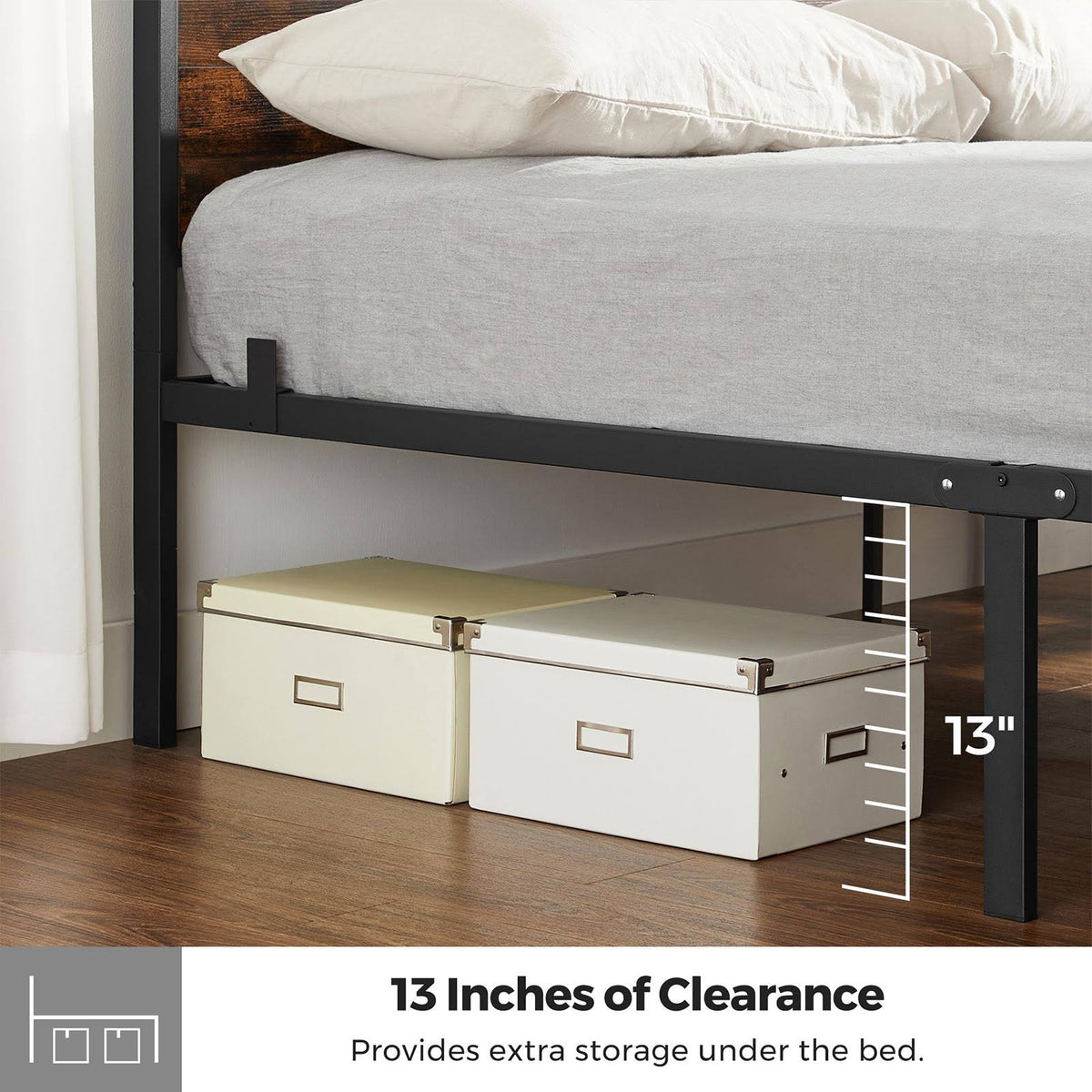 Twin Size Metal Bed Frame with Headboard A672361