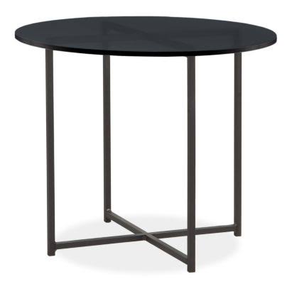 Round End Table with Smoke Tempered Glass Top S9040