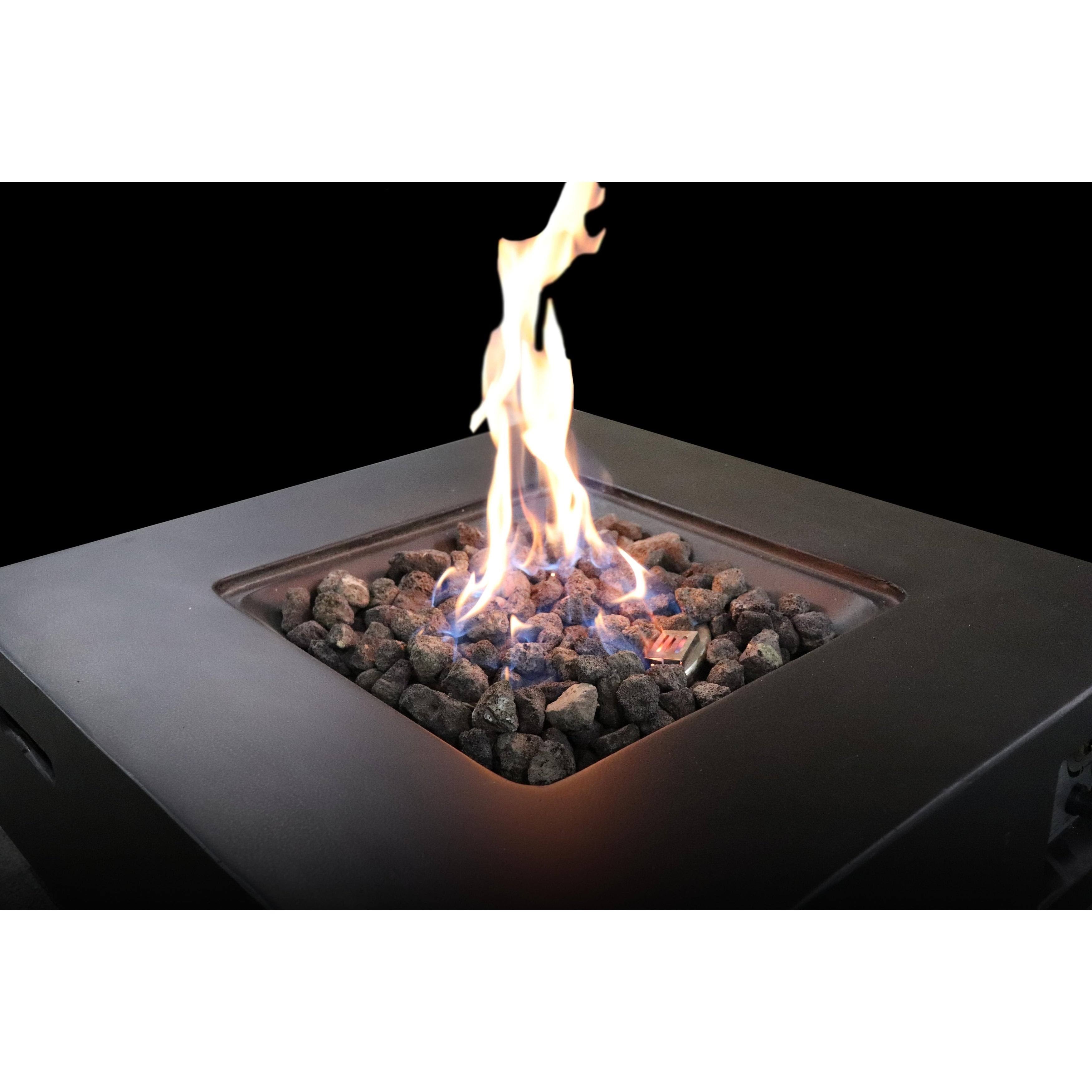 Charcoal Finish Square Fire Pit with Protective Lid J187