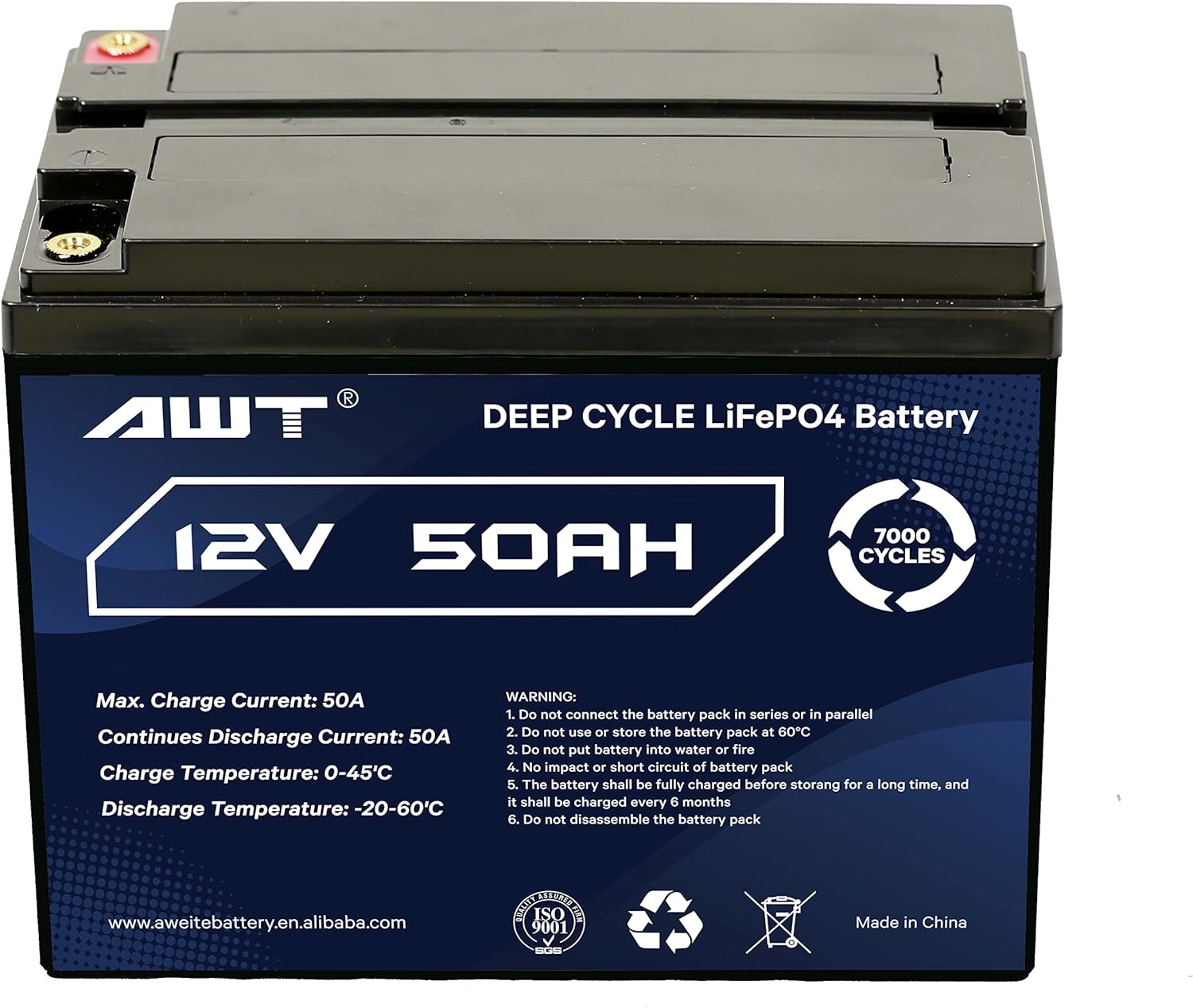 12V 100Ah Deep Cycle Lithium Battery with 100A BMS W7849