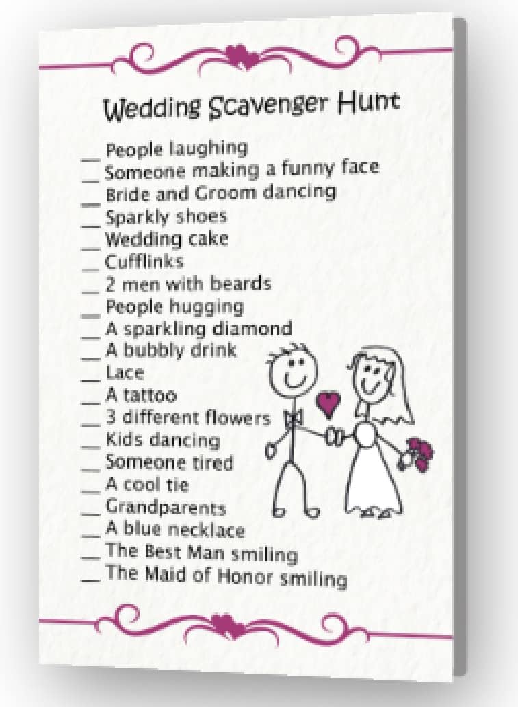 Wedding Scavenger Hunt for Kids (25 sheets) P7530