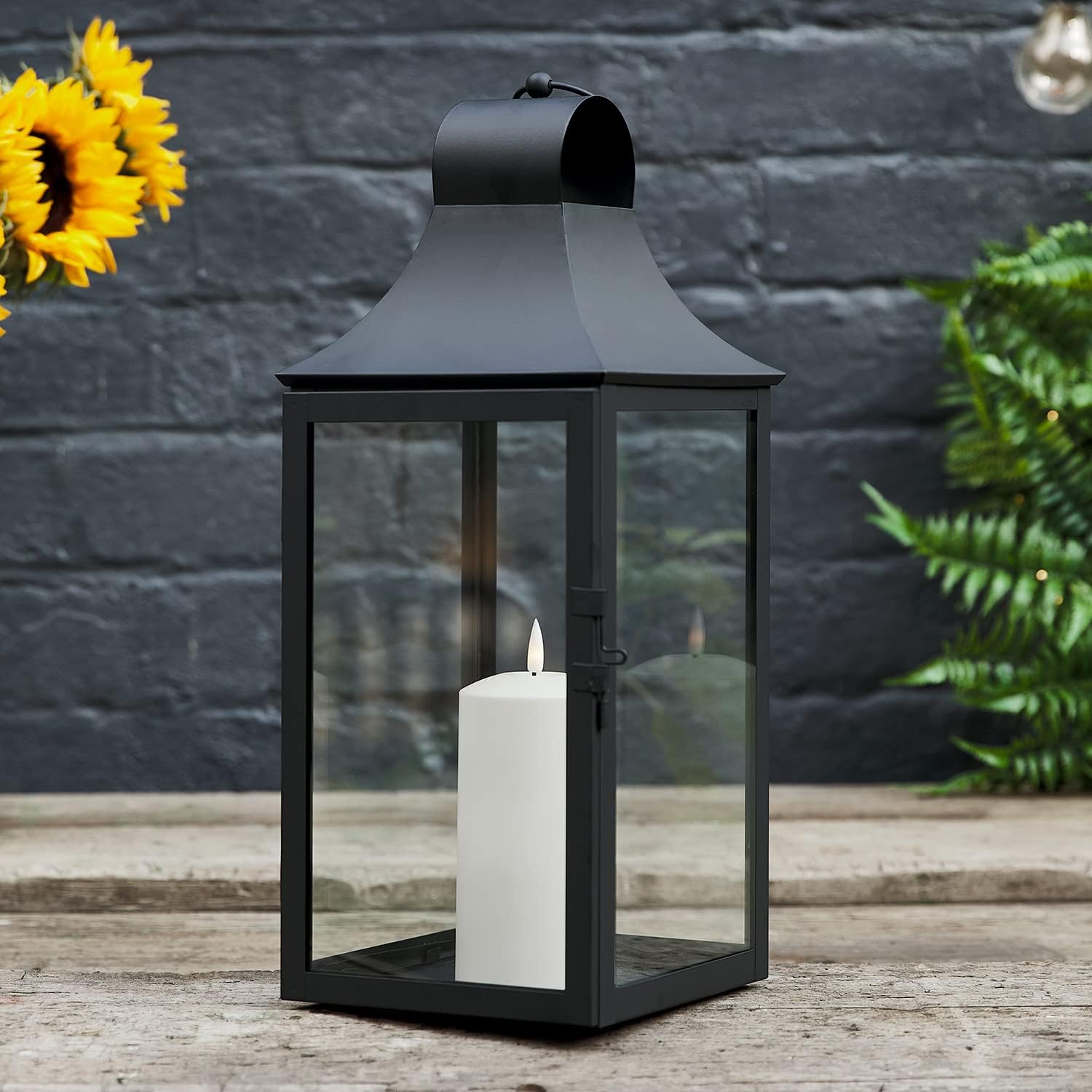 18” Black Battery Operated LED Flameless Candle Lantern Pack of 2 V951522