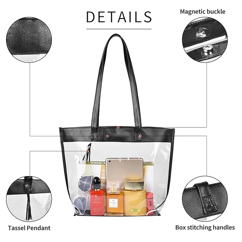 Clear Tote Bags with Magnetic Buckle Closure (1pc) G7001