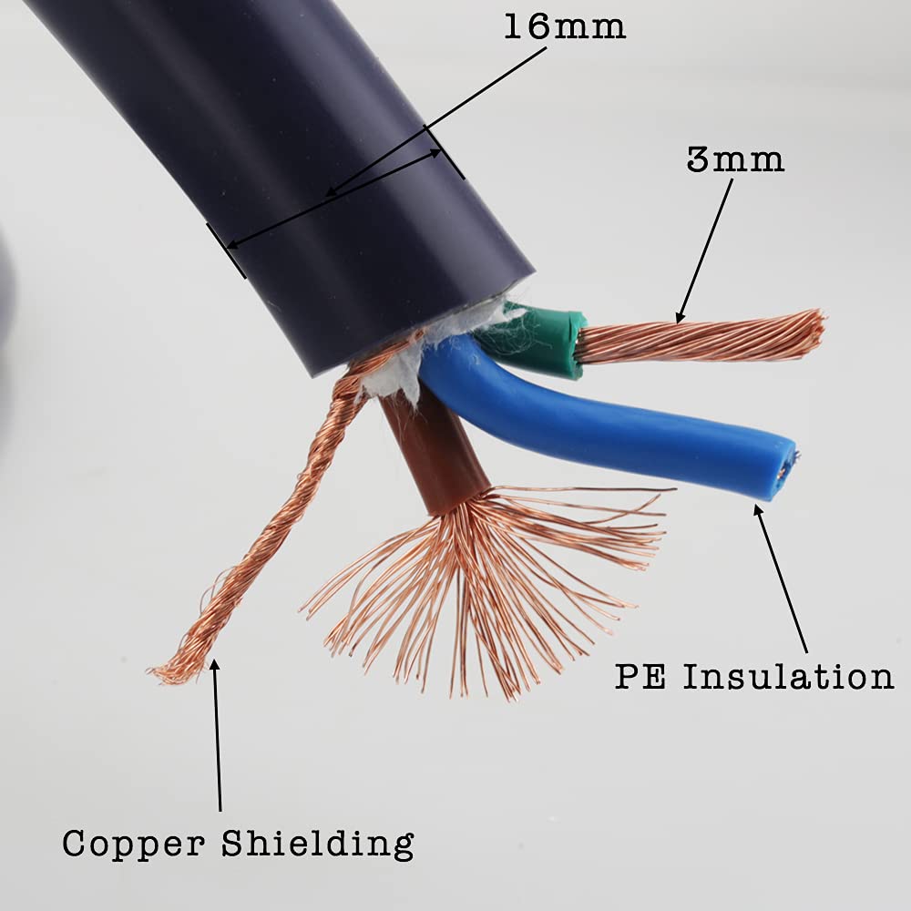 12AWG HiFi Power Cord 3-Prong Gold Plated Power Connectors AC Power Cable with US Plug + IEC 320 C15 Connector (2M / 6.56FT) B442522
