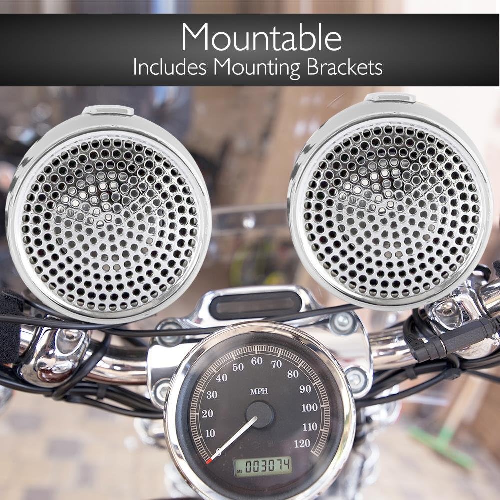 300 Watt Weatherproof Motorcycle Speaker and Amplifier System with Two 2.25 Inch Waterproof Speakers Z610