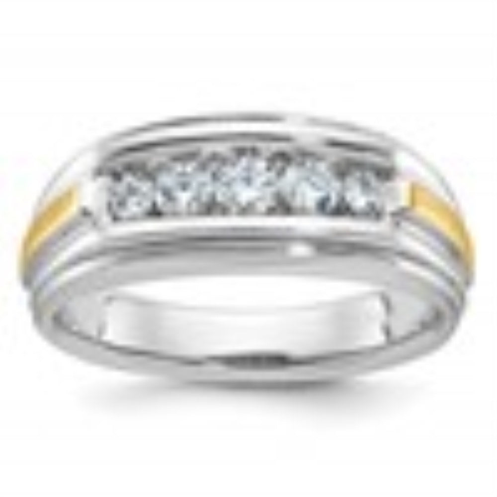 14k Two-tone Gold Men's 5-Stone 1/2 Carat Lab Grown Diamond Ring H629296