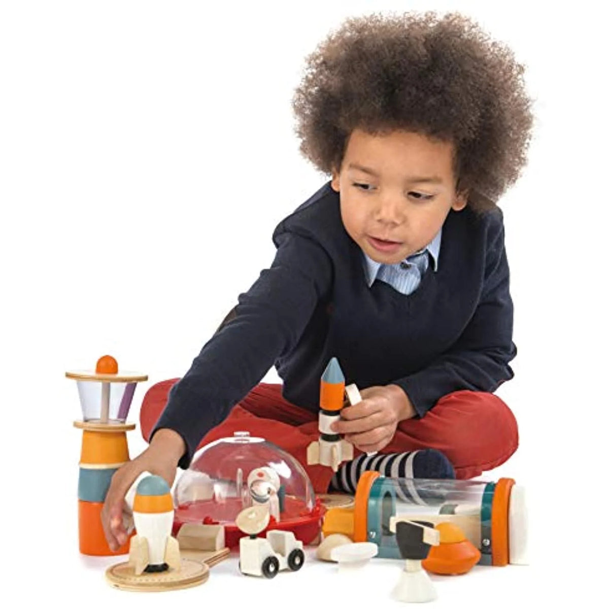 16 Pc Wooden Outer Space Themed Playset Y9192