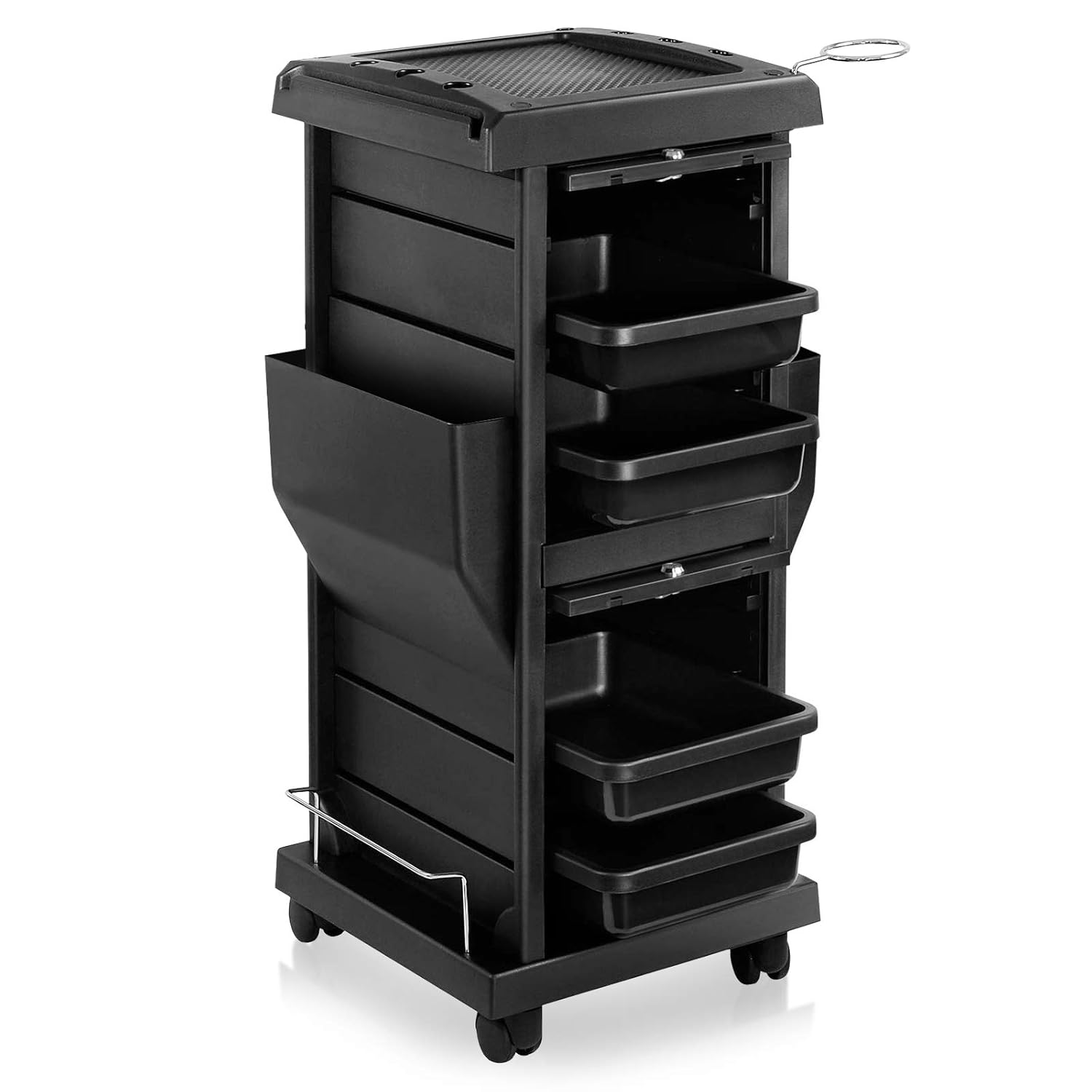 Black Locking Rolling Trolley Cart with Pockets C8498