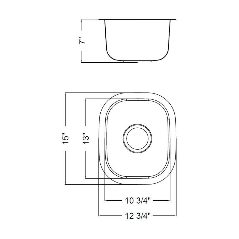 15-in L x 12.75-in W Brushed Satin Stainless Steel Undermount Bar Sink U952