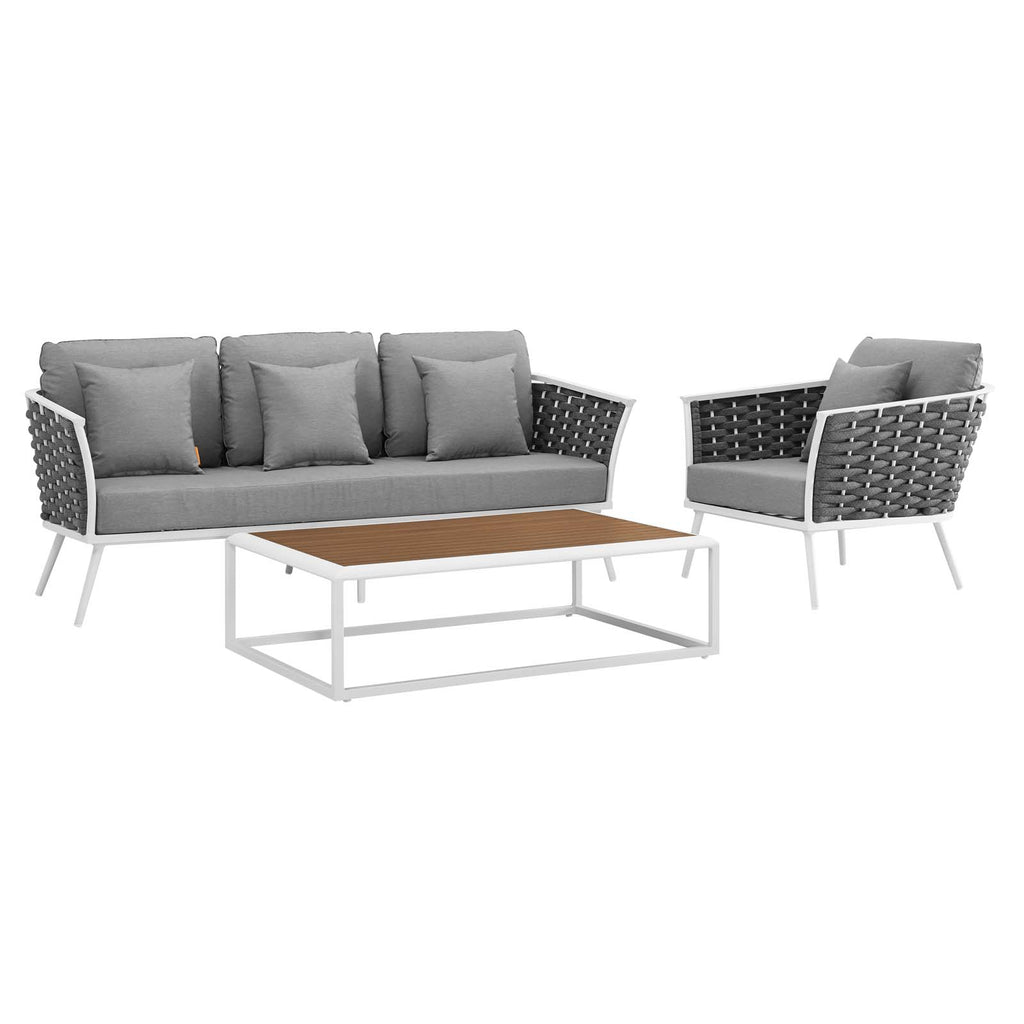 White Gray 3 Piece Outdoor Aluminum Sectional Sofa Set Z367