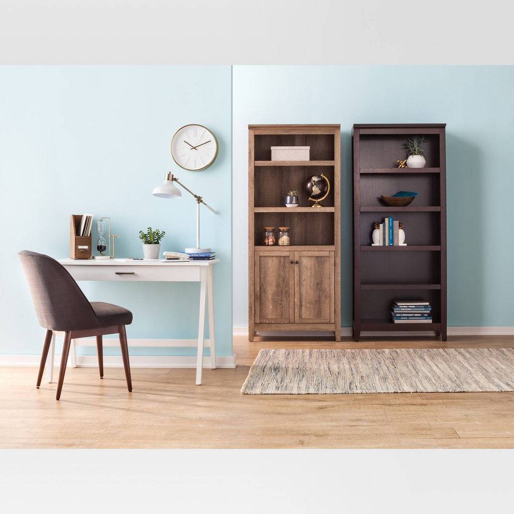 Rustic 5-Shelf Bookcase with Storage U37967