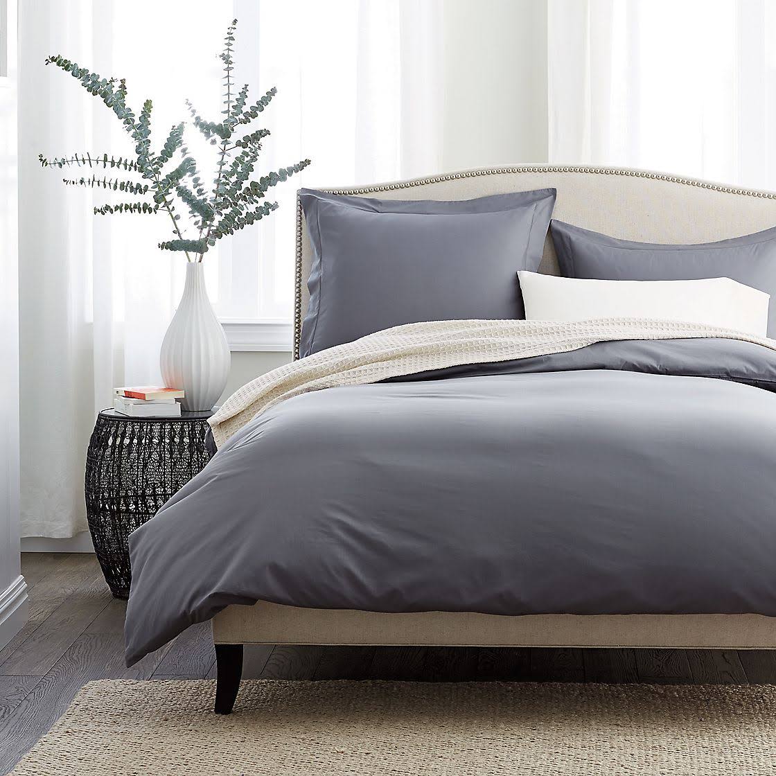 Supima Cotton Percale Duvet Cover - Brown, Size Twin E159