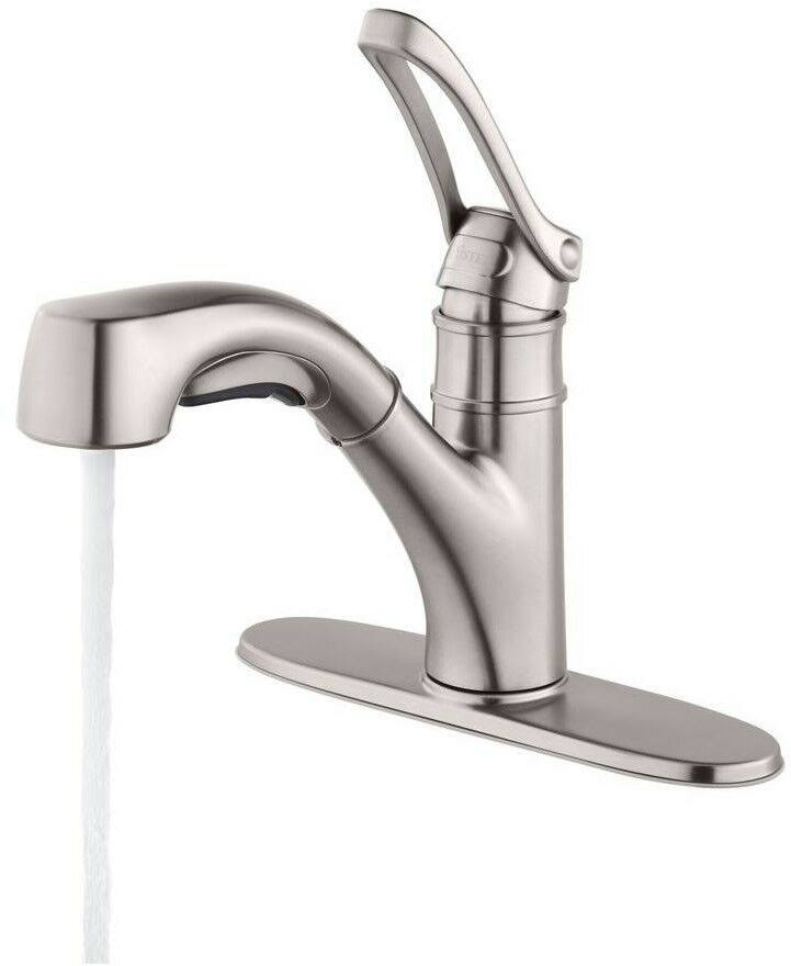 Single-Handle Pull-Out Sprayer Kitchen Faucet in Stainless Steel W297430