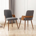 Dining Room Chairs Set of 2 Upholstered Faux Leather Metal Legs Armless I6256