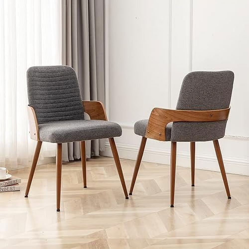 Dining Room Chairs Set of 2 Upholstered Faux Leather Metal Legs Armless I6256