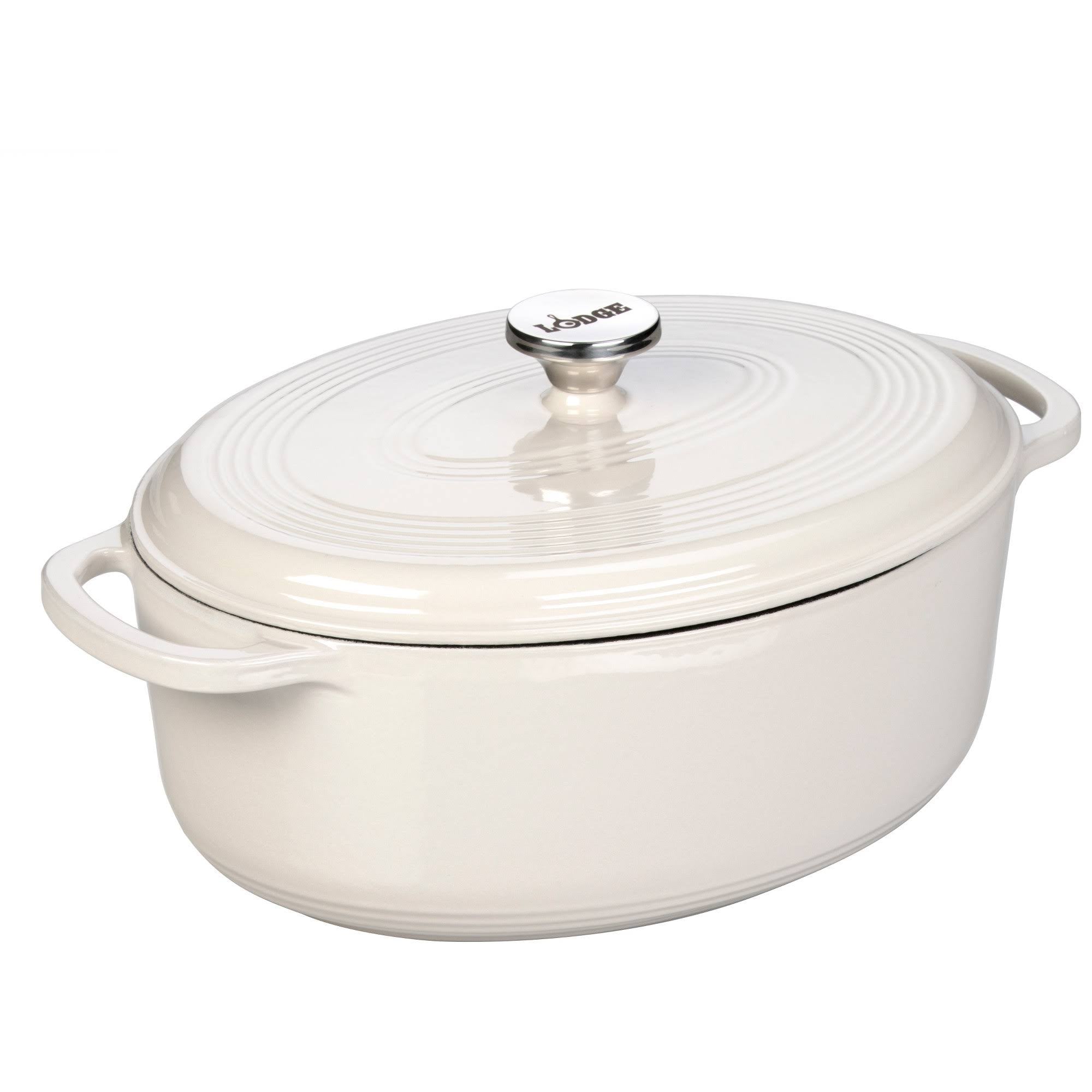 Enameled Cast Iron Oval Dutch Oven 7-Quart Oyster White K797