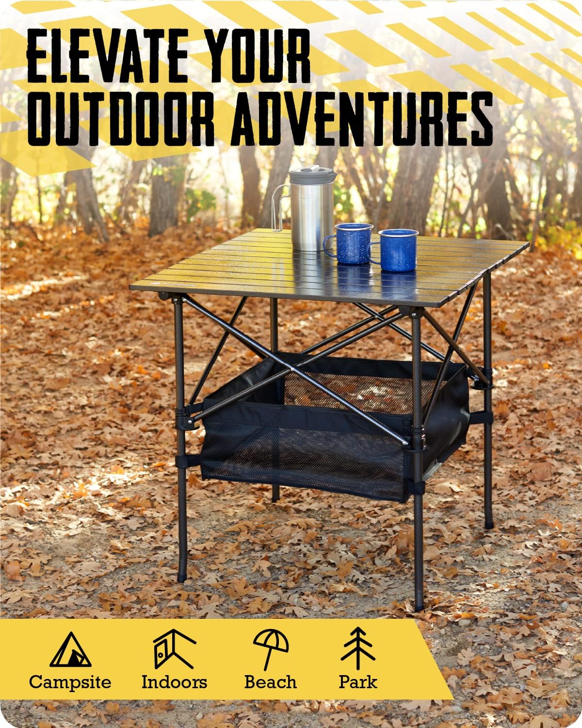 Aluminum Folding Camping Table with Carry Bag, 28in x 28in x 28in E40853