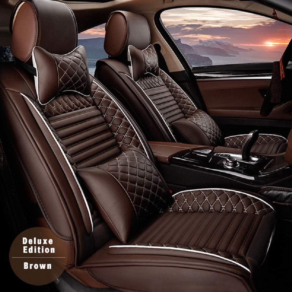 Black & Red PU Leather 5-Seat Car Seat Cover Full Set T816