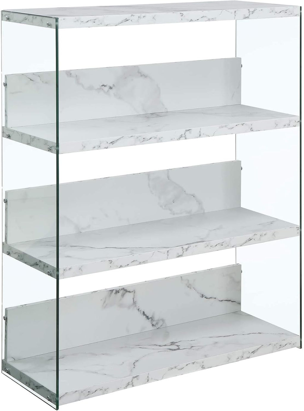 White Faux Marble 4 Tier Bookcase F411