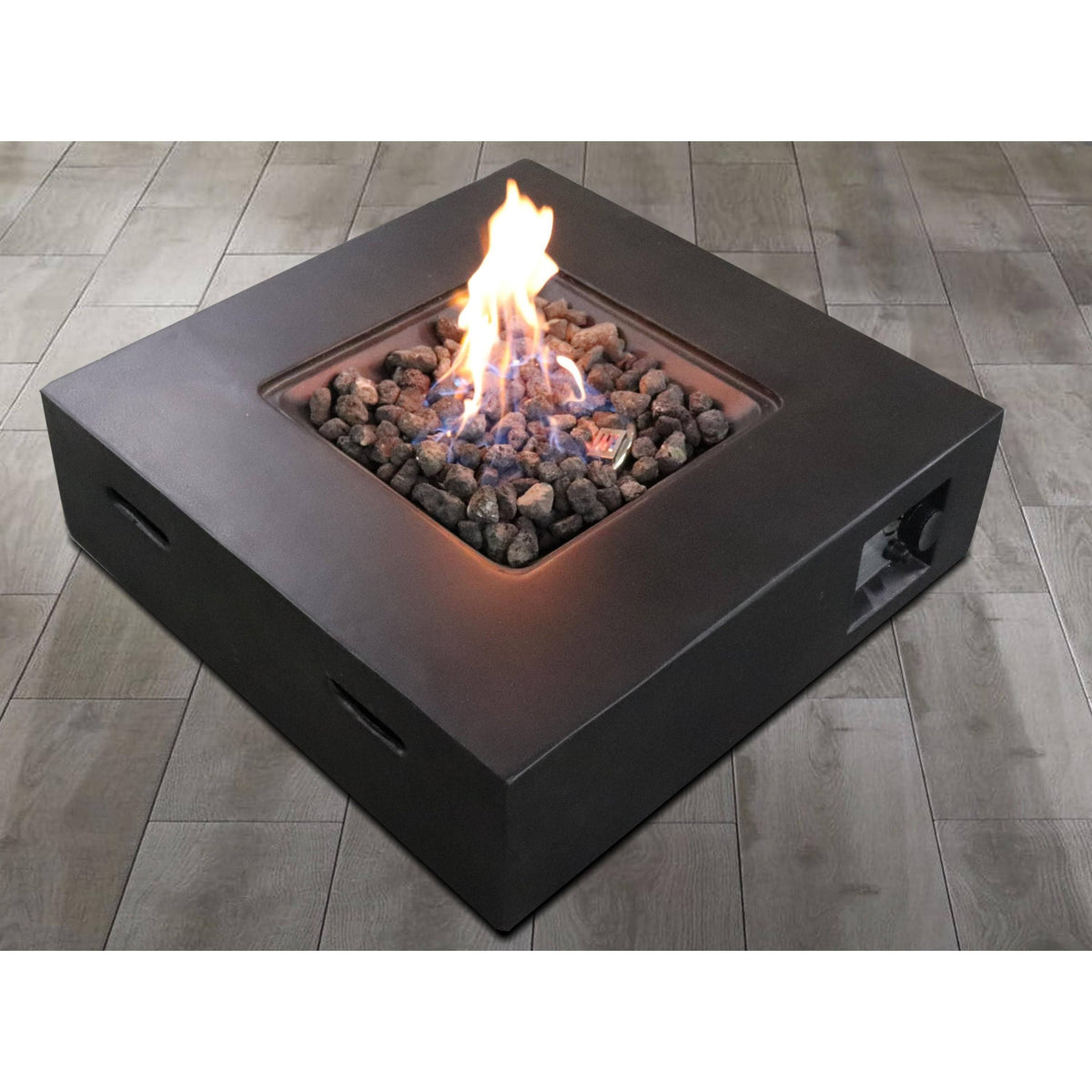 Charcoal Finish Square Fire Pit with Protective Lid J187