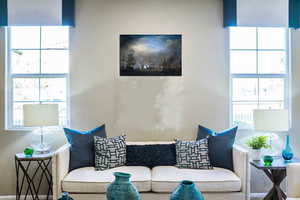 Naval Battle Prints Canvas Framed Wall Decor N7611
