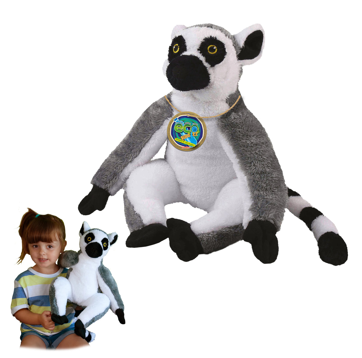 Ring Tailed Lemur 12 inch Soft Plush Toy made from Recycled Plastic Bottles K5902