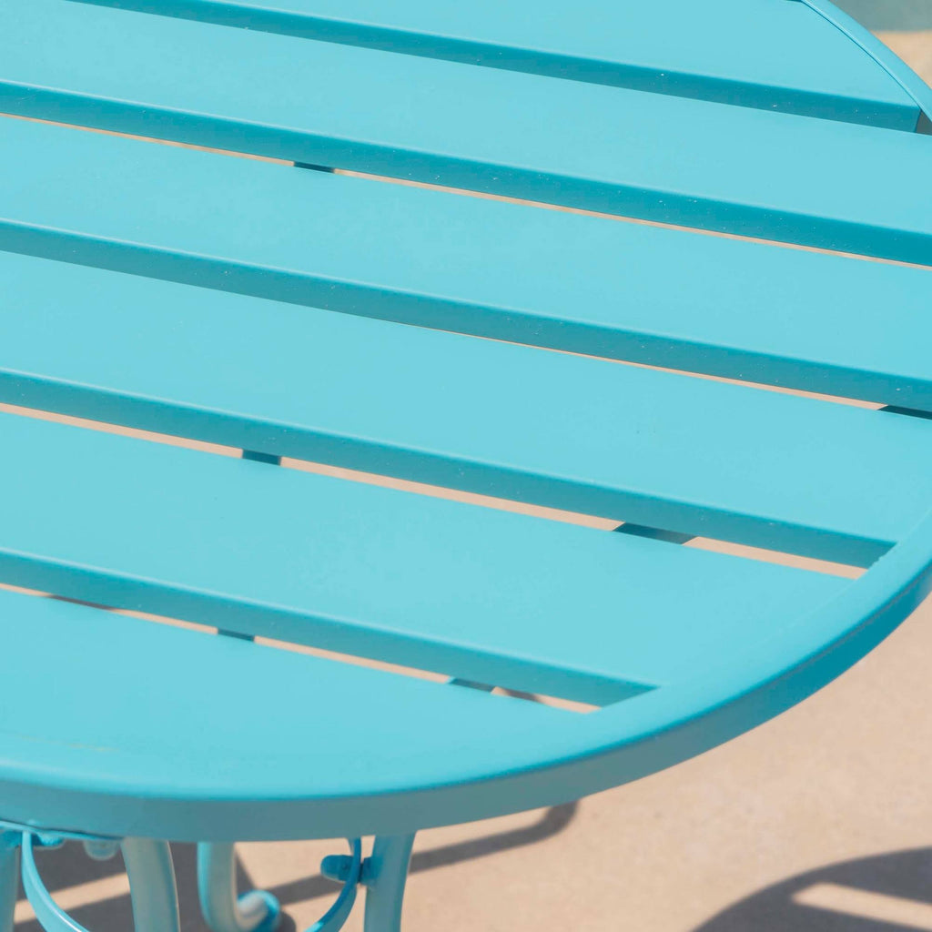 3PC Cast Iron Patio Bistro Set Matte Blue B496
