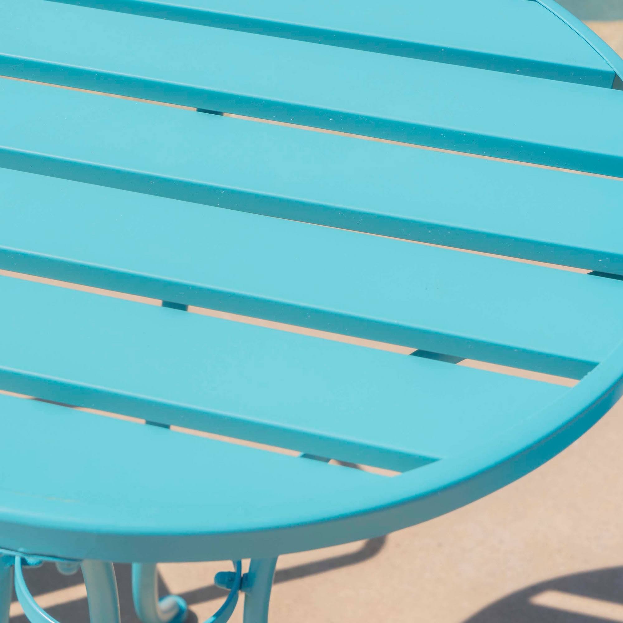 3PC Cast Iron Patio Bistro Set Matte Blue B496