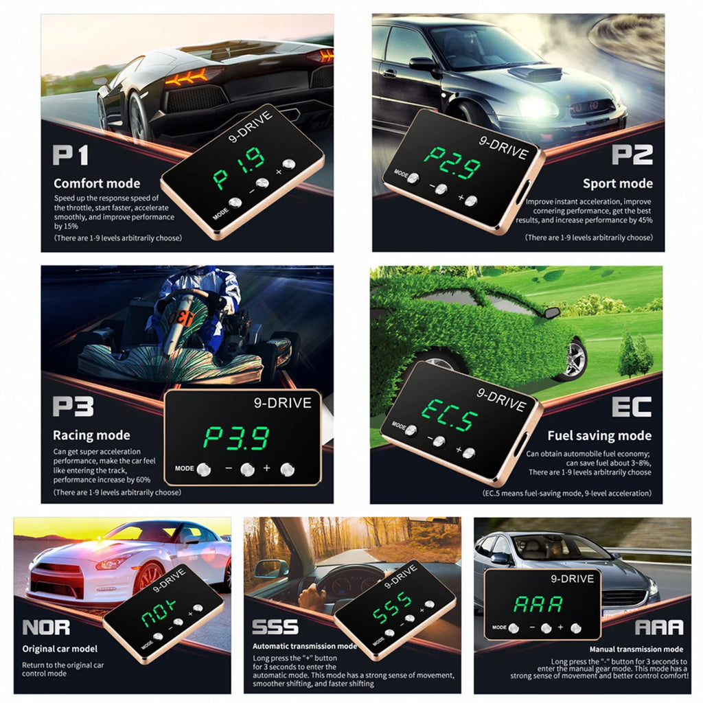 9 Drive Electronic Throttle Controller Pedal Racing Accelerator Booster Replacement F171