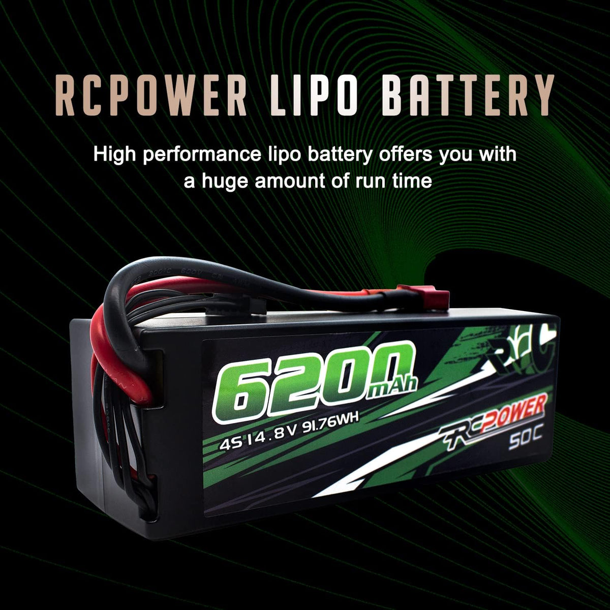 14.8V 6200mAh 4S 50C Hard Case Lipo Battery with T Plug (2Packs) R7240