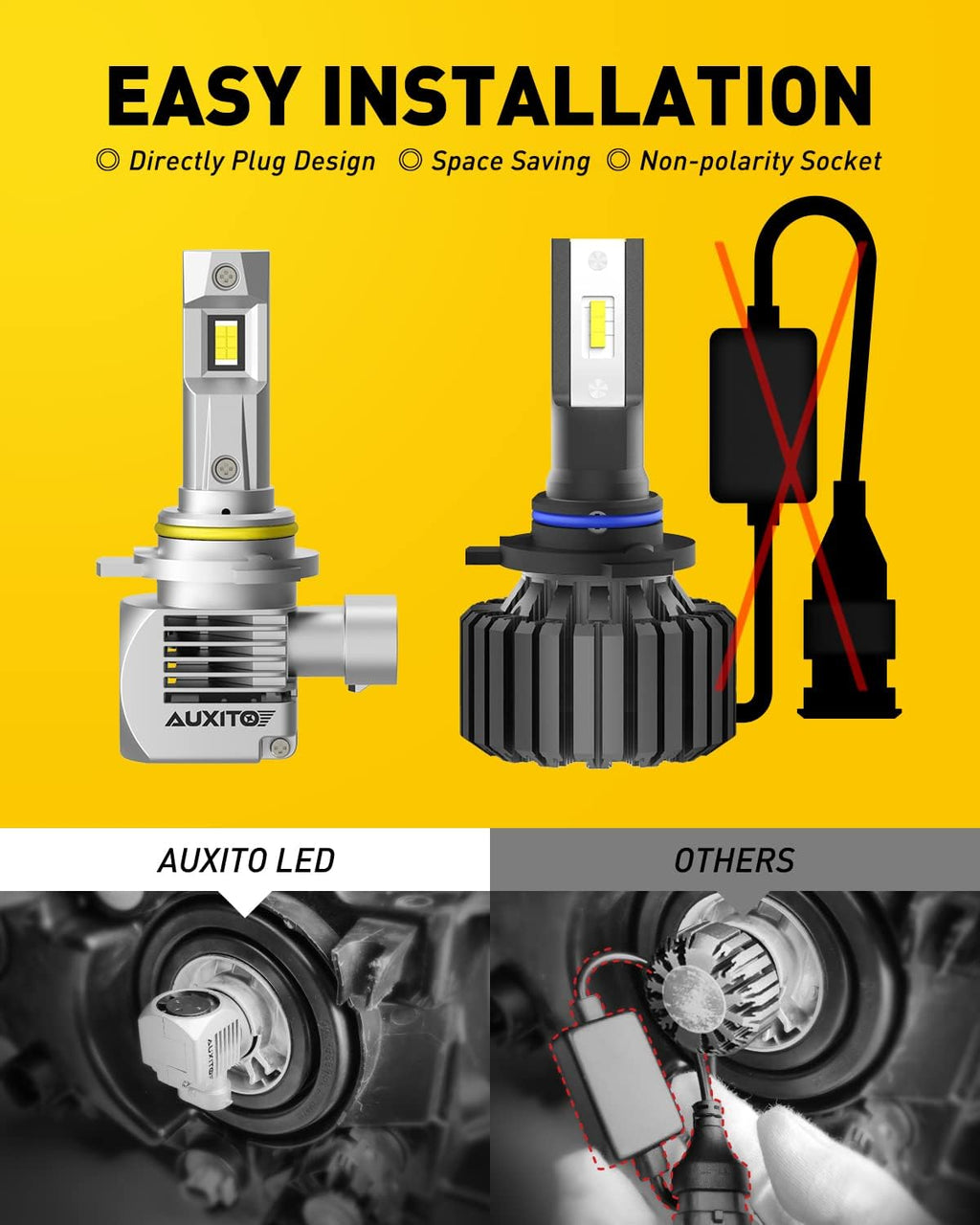 9012 HIR2 LED Headlight Bulbs, 6000K White, Pack of 2 L459