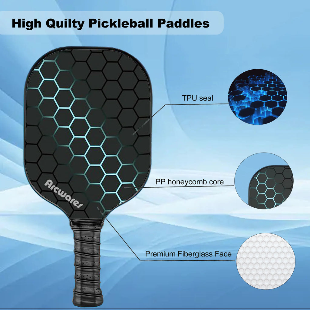 Pickleball Paddles Set of 2 with 4 Pickle Balls and Bag G826