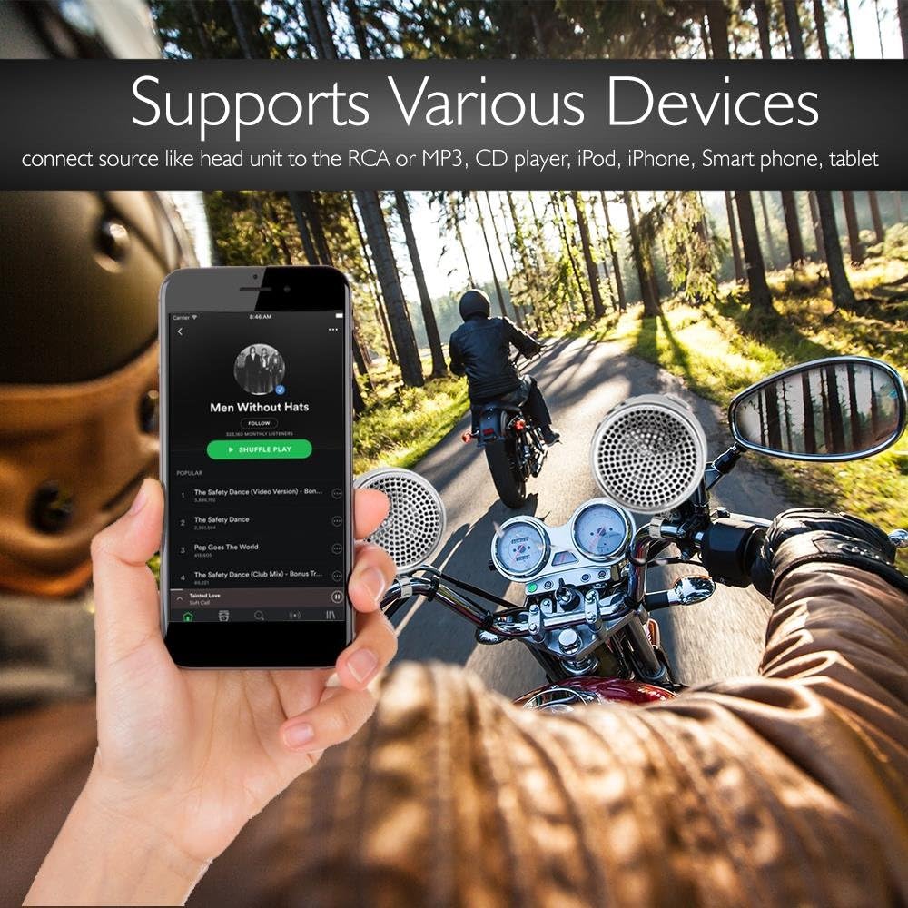 300 Watt Weatherproof Motorcycle Speaker and Amplifier System with Two 2.25 Inch Waterproof Speakers Z610