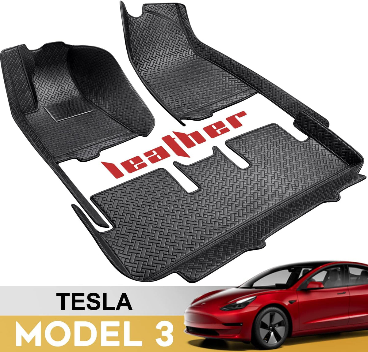 Black Waterproof Car Floor Mats for Tesla Model 3 M50517
