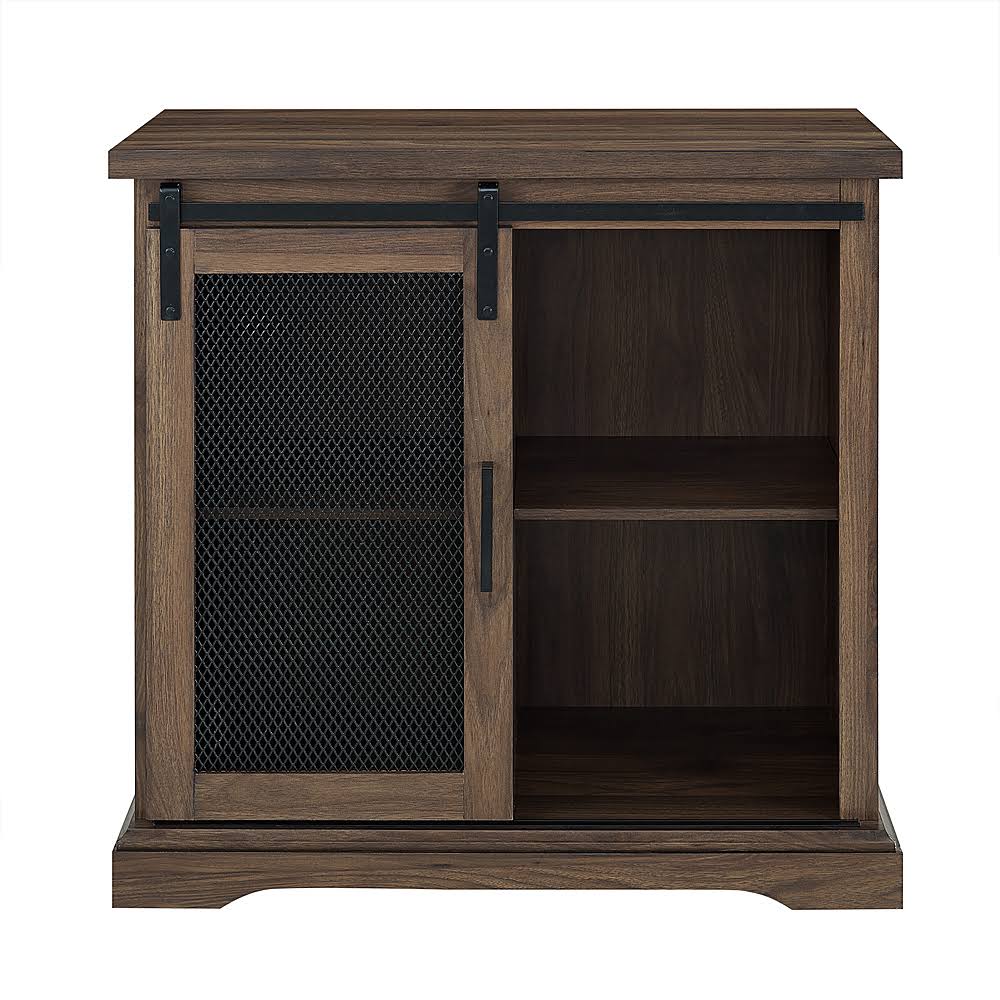 Dark Walnut Sliding Metal Mesh Door Buffet Cabinet T40480