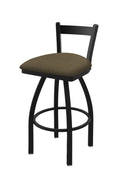 Low Back Swivel Bar Stool with Black Wrinkle Finish and Graph Cork Seat I973