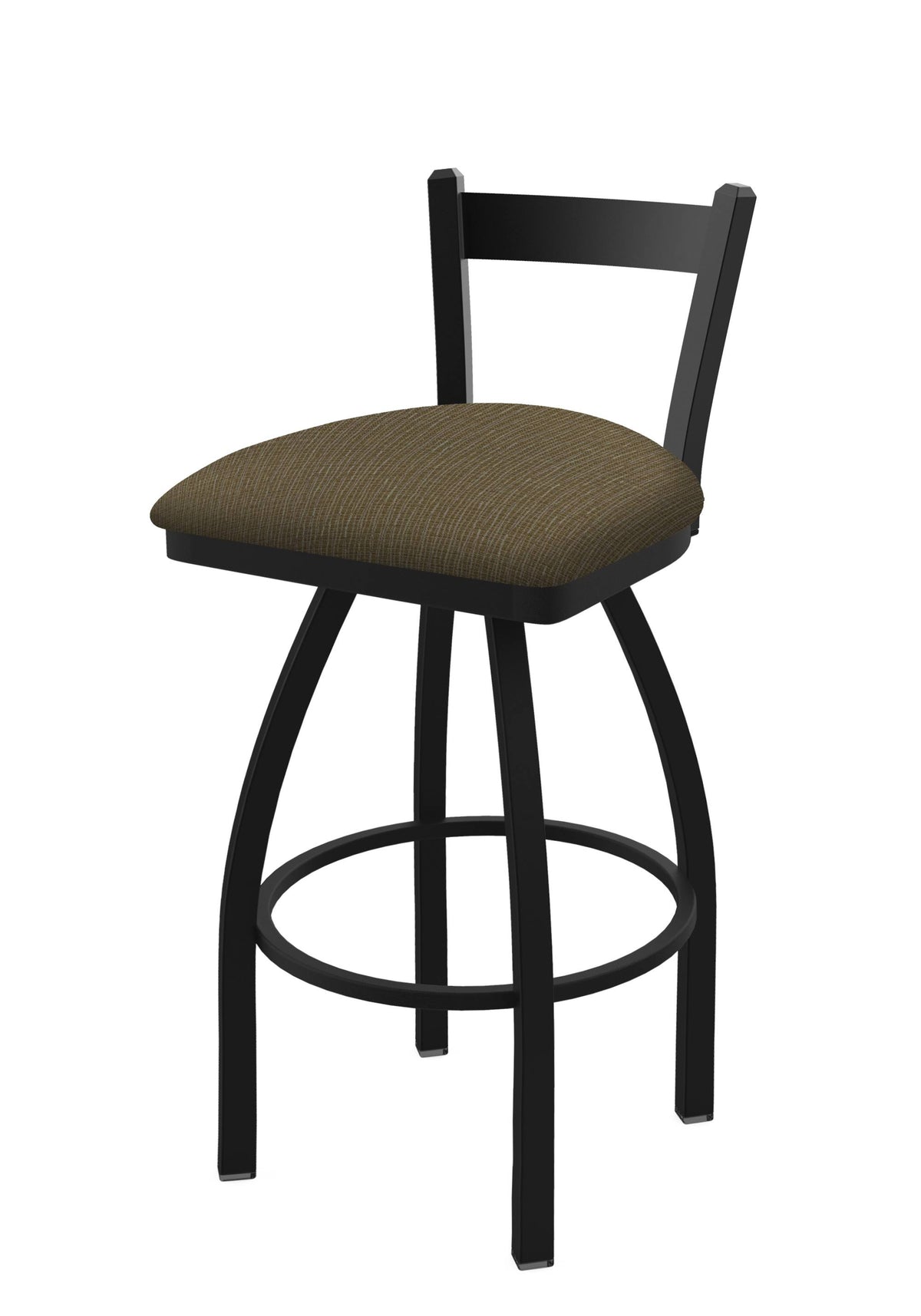Low Back Swivel Bar Stool with Black Wrinkle Finish and Graph Cork Seat I973