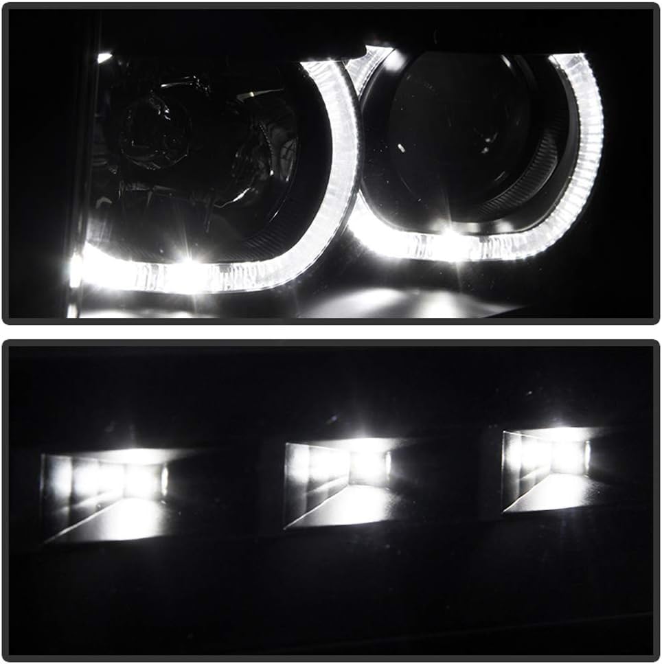 Black SMD LED Halo Projector Headlights I268449