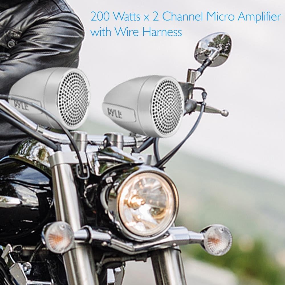 300 Watt Weatherproof Motorcycle Speaker and Amplifier System with Two 2.25 Inch Waterproof Speakers Z610